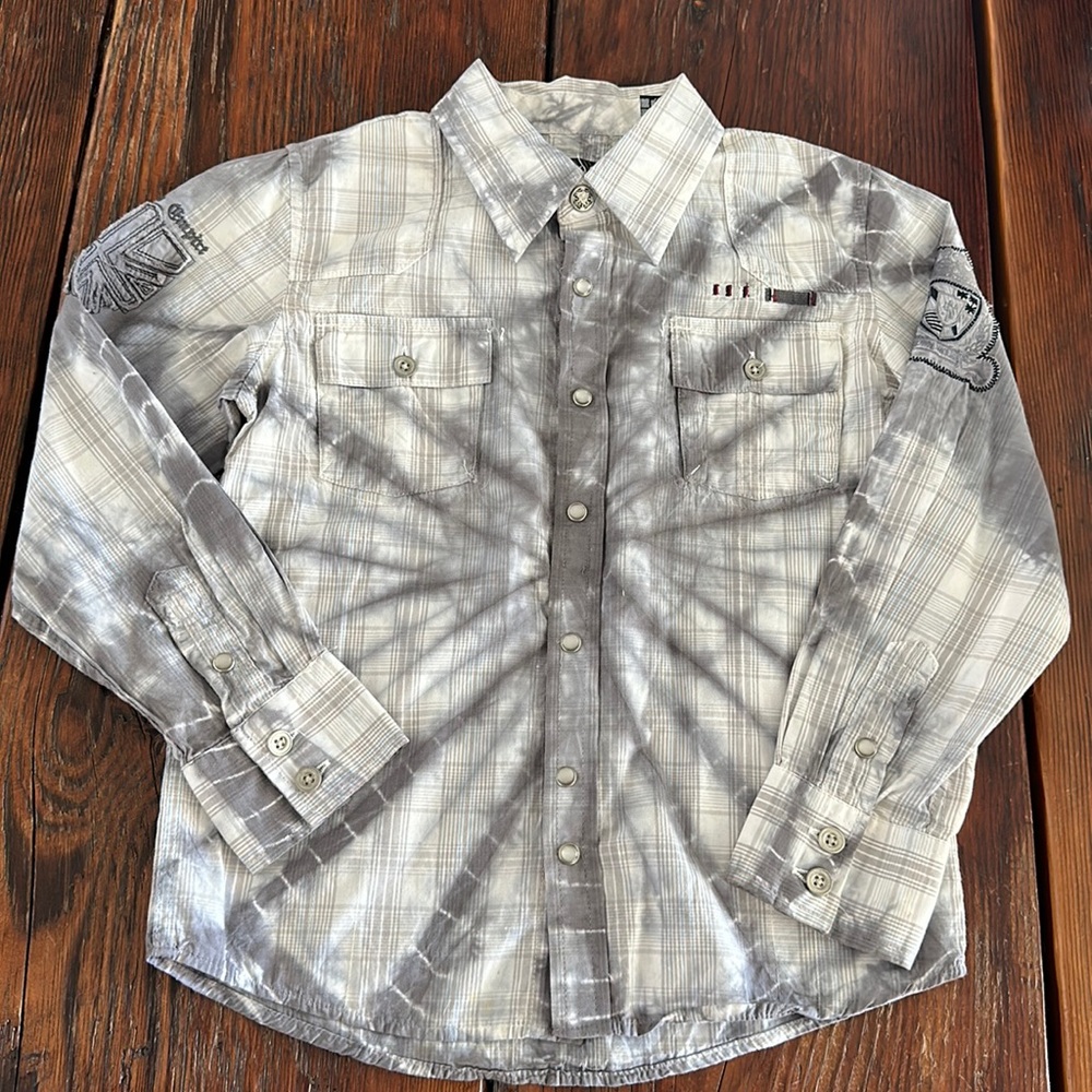 Boys Indigo Star pearl snap button a size 6